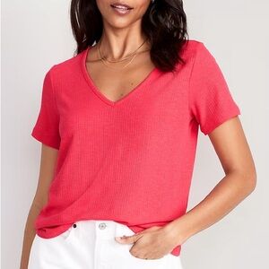 Old Navy Luxe V-Neck Rib-Knit T-Shirt